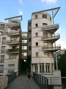 Over a street and through a building